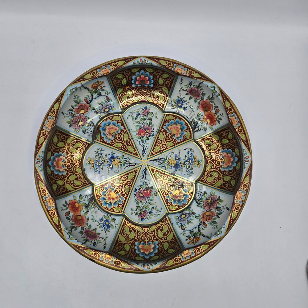 VTG Daher Decorated Ware Floral Tin Bowl 1971 England Round Metal Serving Dish